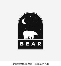 polar bear logo vector illustration design. white bear icon black background