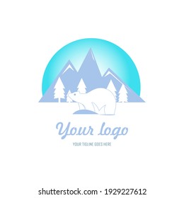 Polar bear logos with iceberg background