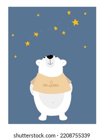 polar bear looking at stars ad astra Ursa Major print poster postcard 