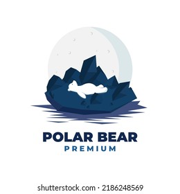 Polar bear lying on the glacier vector Illustration Logo