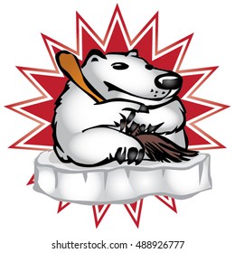 The polar bear with a magic broom
