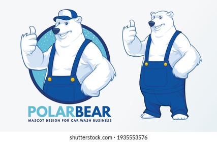 Polar Bear Mascot Design for Car Wash business
