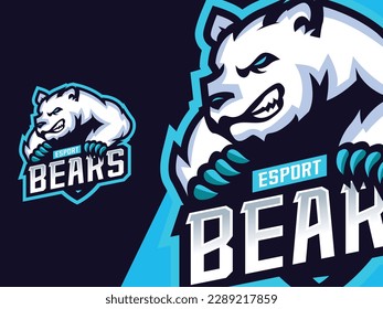 Polar bear mascot esport logo design.