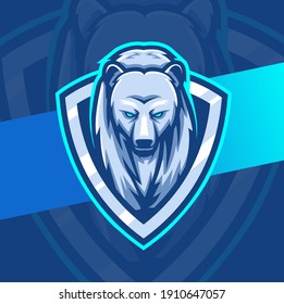 polar bear mascot illustration for esport and sport logo design