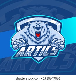 polar bear mascot illustration for esport and sport logo design