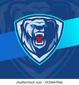 polar bear mascot illustration for esport and sport logo design