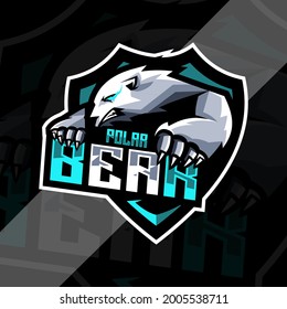 Plantilla de esports de diseño de logotipo de mascota de oso polar