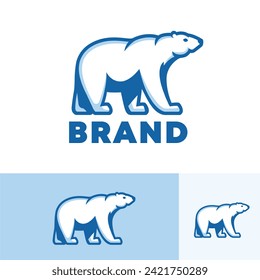 Polar Bear Mascot Vector Illustration. Walking polar bear illustrative design. Polar Bear logo template.