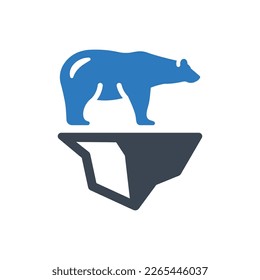 Polar bear melting icon. Illustration isolated on white background