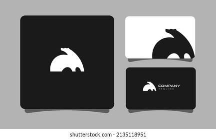 Polar Bear Minimalist Logo with Businesscard Design