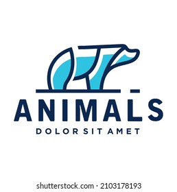 Polar bear monoline line art logo design vector illustration. Grizzly Line Art Minimalist Logo template emblem concept