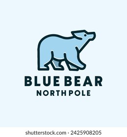 Polar Bear Monoline Logo Animal Vector, Grizzly Mascot Icon Symbol, North Pole Creative Vintage graphic Design.