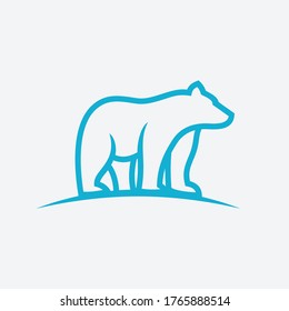 polar bear monoline vector template logo