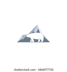 Polar Bear With Mountain ice Design Logo Vector Design