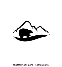 polar bear and mountain landscape, logo icon