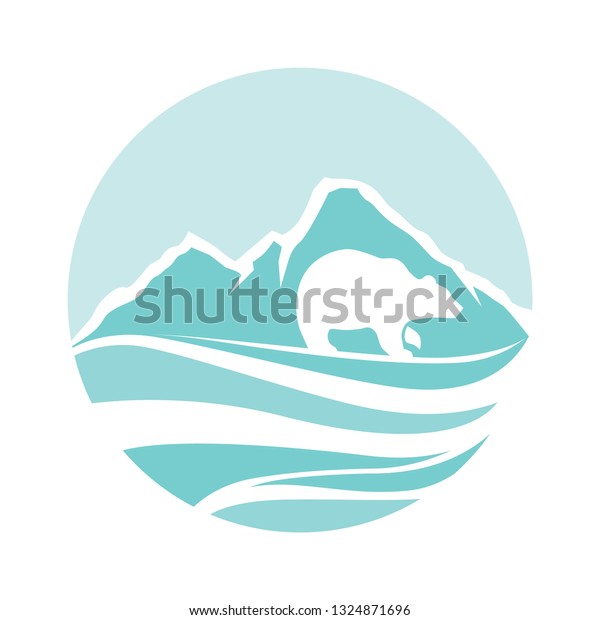 Polar Bear Mountain Landscape Logo Icon Stock Vector (Royalty Free ...