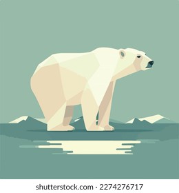 Polar bear in the north. Arctic animals in natural habitat. Flat vector illustration concept