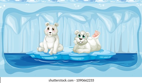 Polar Bear at The North Pole illustration