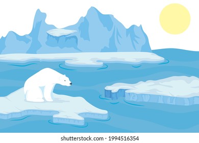 polar bear in north pole scene