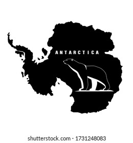 Oso polar sobre el fondo del icono del vector antártico continental