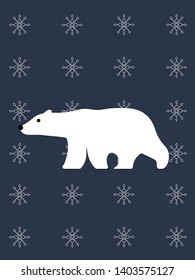 Polar bear on blue background