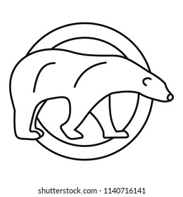 Polar bear on circle logo. Outline illustration of polar bear on circle vector logo for web design isolated on white background