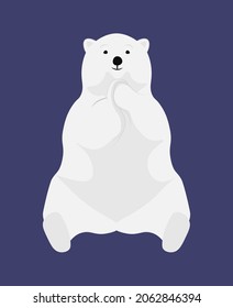 Polar bear on dark background, Winter with white bear. Vector illustration design element in flat cartoon style.