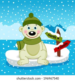 Polar bear on an  floe - vector  illustration, eps  
