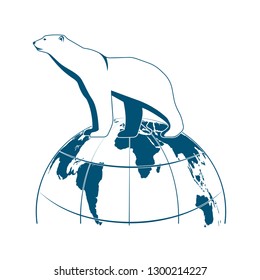 Polar bear on globe vector icon