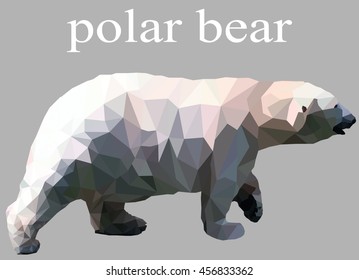 polar bear on a gray background made using a low poly