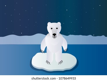 Polar bear on the ice floe illustration