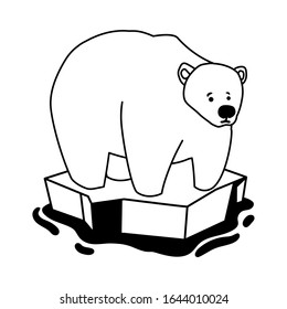 polar bear on an ice floe drifting on white background vector illustration design