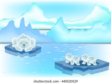 Polar bear on an ice floe vector.