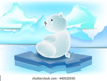Polar bear on an ice floe vector.