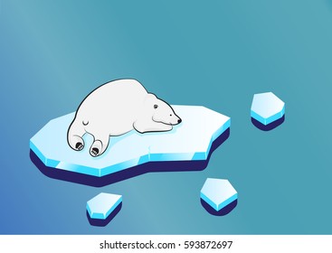 Polar Bear On Ice Floe Vector