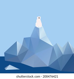 Polar bear on ice mountain - Vector