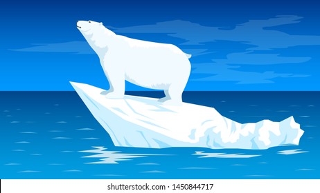 Polar bear on iceberg, north pole nature, global warming