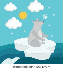 polar bear on iceberg and snow