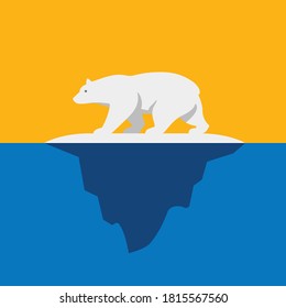 Polar Bear On Iceberg Vector Illustration