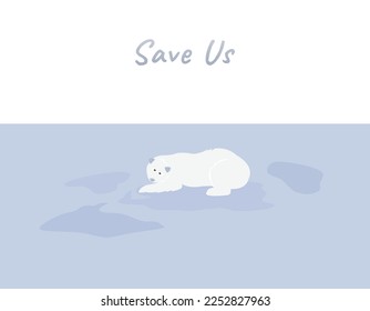 polar bear on the iceberg vector for global warming campaign