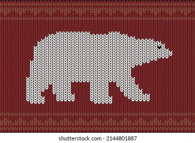 Eisbär auf dem Strickmuster, Schönes neues Jahr, Vektorgrafik