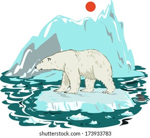 polar bear on melting ice