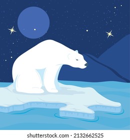 polar bear on melting iceberg in sea