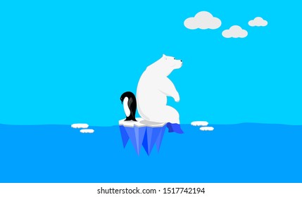 Polar Bear On The Pack Ice. From Global Warming