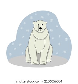 Polar bear on a snowy background, vector illustration