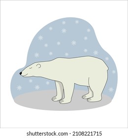 Polar bear on a snowy background, vector illustration