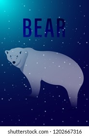 Polar bear on starry sky background. Vector Illustration