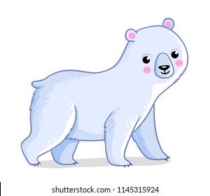 Polar bear on a white background. Vector illustration with a cute polar animal.