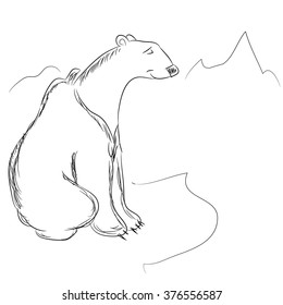 Polar bear outline vector illustration