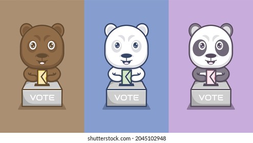 polar bear panda cute cartoon bear voting .vector illustration for mascot logo or sticker svg
